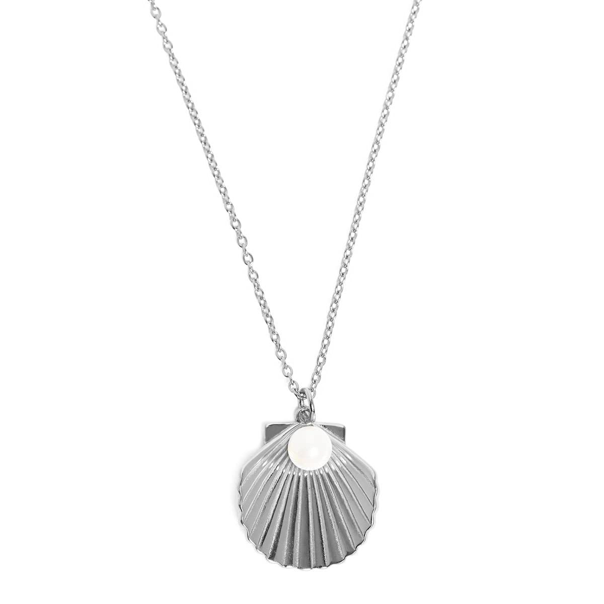 Annie Oak Womens 925 Silver Open Shell Necklace