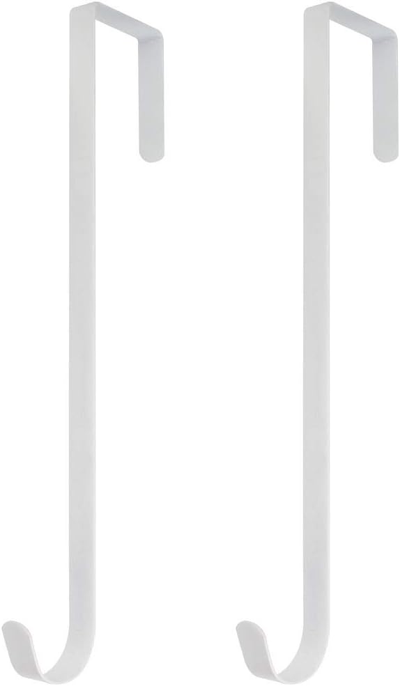 Wreath Hangers - BNYZWOT 15 Inches Heavy Duty Wreath Hanger for Front Door Door Large Wreath Hanger Christmas Wreaths Decorative Hook Premium Sturdy Metal White Pack of 2