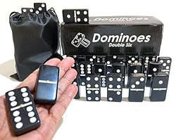 Classic Black Double Six Dominoes Set