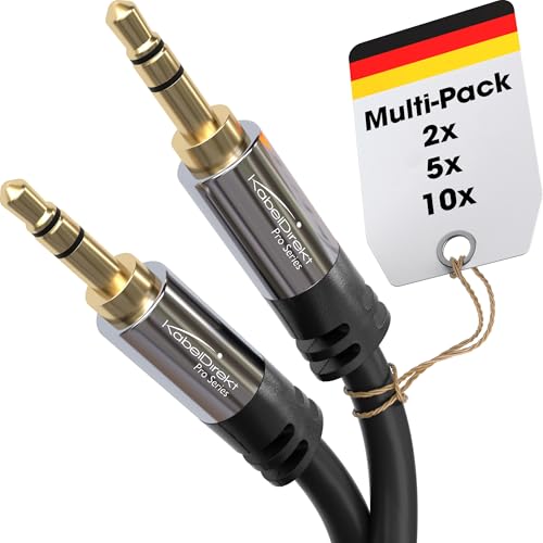 KabelDirekt – Aux audio jack cable 3.5mm – 5x1.5m – metal