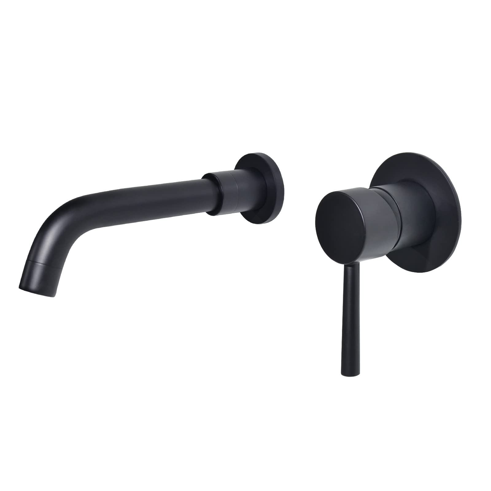 PHASAT Wall Mounted Basin Mixer Taps Black Brass Basin Tap with 360 Degrees Rotating Spout PTBB06E — image 1