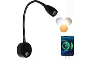 RV Light Interior 12V LED RV Reading Light with Dual Charging Ports, 3CCT Touch Control Dimmable Flexible Gooseneck Lamp for 