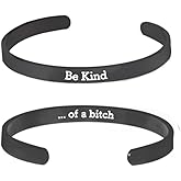 Pingyongchang Stainless Steel Be Kind...of A Bitch Bracelets Punk Engraved Inspirational Cuff Bracelet Jewelry Gifts for Women