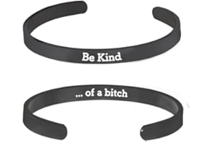 Pingyongchang Stainless Steel Be Kind...of A Bitch Bracelets Punk Engraved Inspirational Cuff Bracelet Jewelry Gifts for Women