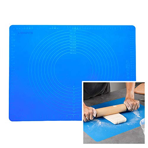 Extra Large Reusable Silicone Non Stick Rolling Baking Pastry Mat With Masurement for Rolling Dough, Countertop Protection, Fondant Pie Crust Mat, Cutting Table Mats (Blue)