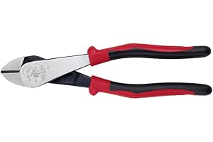 Klein Tools J248-8 Pliers, Made in USA, Diagonal Cutting Pliers with Angled Head, Short Jaws, High-Leverage Design, 8-Inch