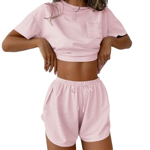 Ekouaer Women Striped Pajama Set