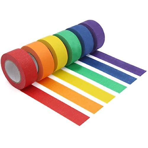 Guldsamp Colored Masking Tape, 6 Rolls Colorful Craft Art Paper Tape Painting Tape 0.59in x 65