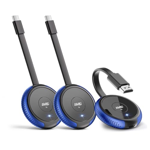 AIMIBO USB C Wireless 2 Transmitter and HDMI Receiver, 2.4/5G HDMI Wireless Multiple TX Extender 165FT/50M, Video/Audio for Laptop, MacBook, Surface, i-Pad, i-Phone 15 to Monitor, Projector, HDTV