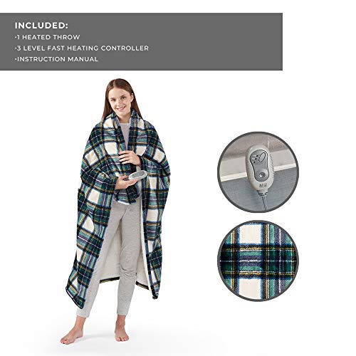 MP2 Heated Plush Sherpa Throw Electric Blanket for Lap w/ 3 Heating Levels & 2 Hours Auto Shut
