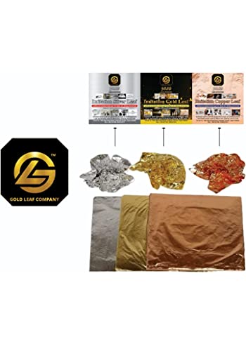 300 Gold Silver Copper Leaf 8X8CM Gold Foil Sheets for Crafts Resin, Scrapbooking, Gilding, Framing, Nail Art, Craft Supplies, Gold +Silver+Copper Leaf Sheets (300.PCS)