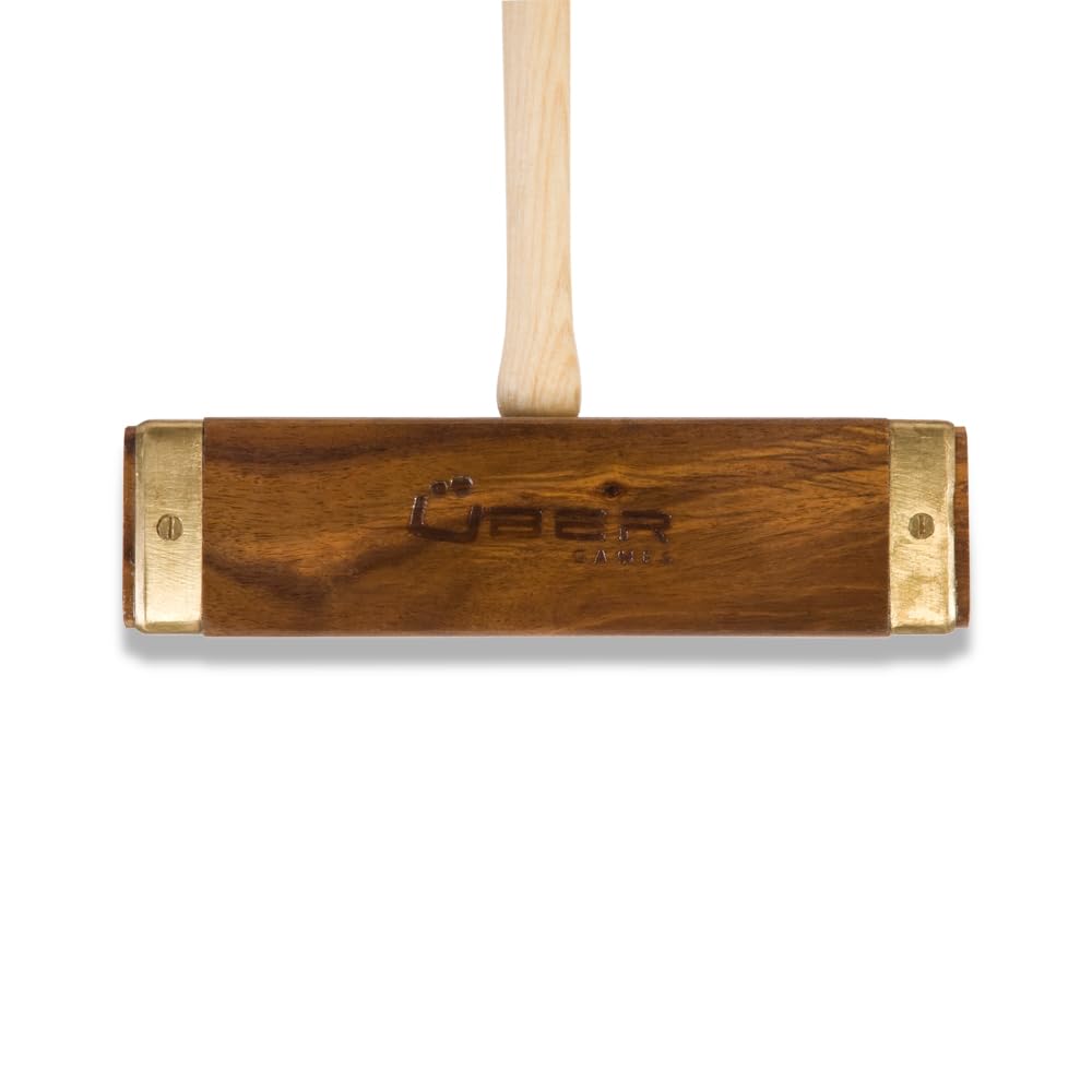 Uber Games Championship Croquet Mallet โ Rosewood Square Head with Brass Rings & English Ash Handle, Lightweight & Durable, Available in 6 Sizes - Approx. 1.3kg, Suitable for Amateurs & Professionals โ image 1