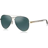 BOLON Lightweight Metal Classic Aviator Polarized Sunglasses for Men Women 59mm, Exclusive Eyewear Brand of EssilorLuxottica