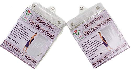 Venice Collections 2-Pack Heavy Duty 100% Water, Mold, Mildew Repellent, 10 Mil, Durable Shower Curtain Liner with Reinforced Header, Rustproof Grommets, Weighted Magnetic Hem DPC Clear