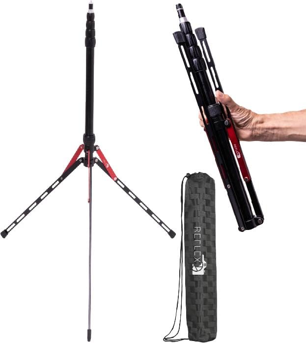 REFLEX CAMERA Aluminium Light Stand 88" 7ft 3in Lightweight & Compact Lighting Stand for Photography, Twist Lock, 1/4" Mount Ideal for Studio Lighting, Travel, Flashguns, Softboxes & Cameras