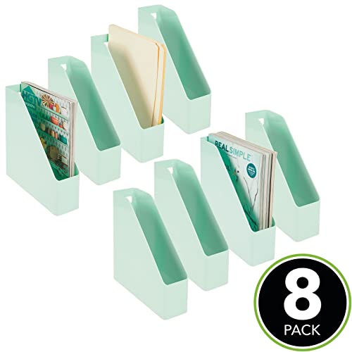 mDesign Plastic Sturdy File Folder Bin Storage Organizer Vertical with Handle Holds