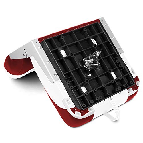XGEAR Deluxe Low Back Boat Seat, Fold-Down Fishing Boat Seat (2 Seats) (White/Grey/Red)