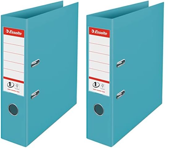 Esselte No.1 Lever Arch File, 500 Sheet Capacity, 75mm Spine, Light & Strong A4 Folder, Home/Office Use, Embossed Pattern, Colour'Breeze Range, Blue, 626504 (Pack of 2) — image 1