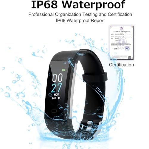 LBOYLOVE® Fitness Tracker, IP68 Waterproof Fitness Wristband, Smart Band with Heart Rate Monitor/Step Counter/Alarm/Timer/Calories/Sleep Monitor for Men and Women