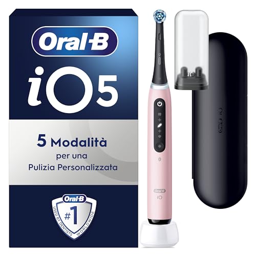 Oral-B Spazzolino Elettrico Ricaricabile iO 5N Rosa, Spazzolino Elettrico, 1 Testina Oral B, 1 Custodia Da Viaggio, Pulizia Denti Efficace, Sensore di Pressione, Intelligenza Artificiale
