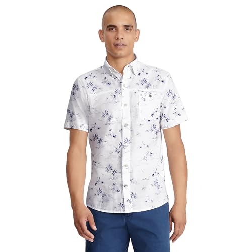 Izod Men's Saltwater Dockside Chambray Short Sleeve Button Down Shirt, Bright W…