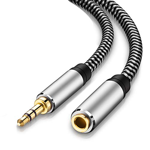MORELECS Aux Extension Cord 12ft,3.5mm 1/8 Aux Stereo Audio Cable Male to Female Stereo Audio Extension Adapter Cable Nylon Braided Male to Female AUX Cord Compatible Phones, Headphones,Speakers, PC