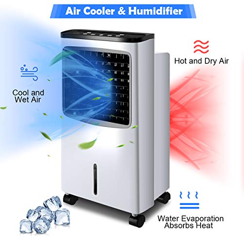 COSTWAY Evaporative Cooler, Portable Cooling Fan with Remote Control, 3
