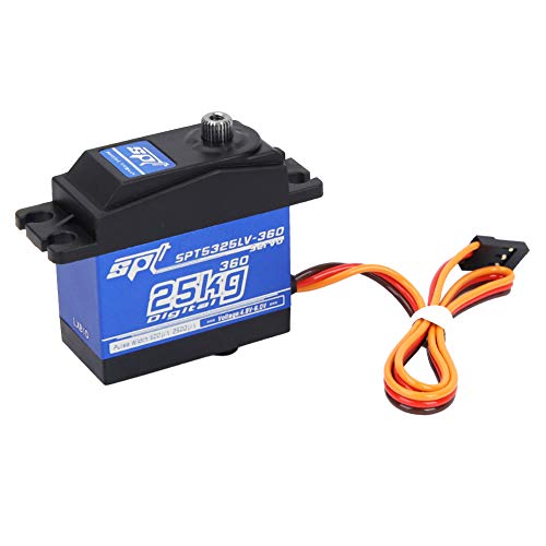 T best Digital Servo, 1500μs/ 330hz 360 Continuous Rotation 25KG Digital Servo for RC Car Robot Model Toy