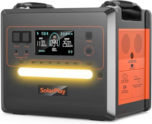 Solarplay Tragbare Powerstation Q2402M, 2304Wh Solargeneratoren Lifepo4 (5000 Peak), 1.5H Vollladung Mit Solarpanel,14 Anschlüsse, 230V,Ups, Power Station Für Camping/Zuhause/Wohnmobil/Stromausfall