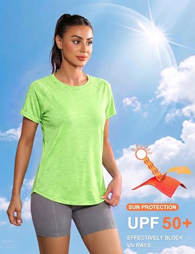 Gyabnw Sports T-Shirt for Women Gym Shirts Back Mesh Loose Fit Yoga Running T-Shirt Lightweight Moisture Wicking Round Neck Short Sleeve for Ladies