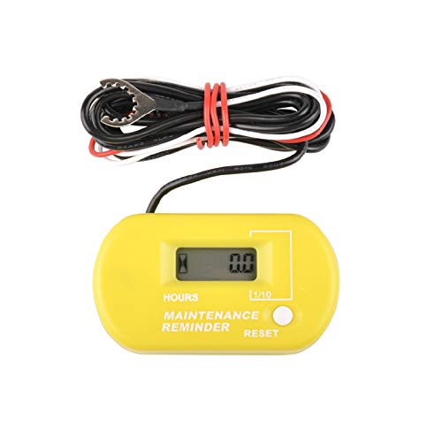 Jayron Maintenance Resettable Hour Meter,Data storage,Waterproof Design Apply to Generator Lawn Mower Jetski Motorcycle ATV Outboard Motor and any Gasoline Engine (yellow)