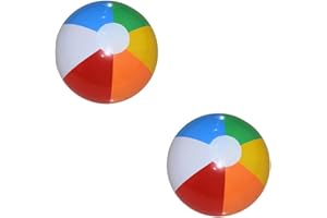Ruwado 2 Pcs 7.8 Inch Inflatable Beach Balls Rainbow Plastic Colored Beach Ball for Beach Pool Party Favors Water Summer Supp