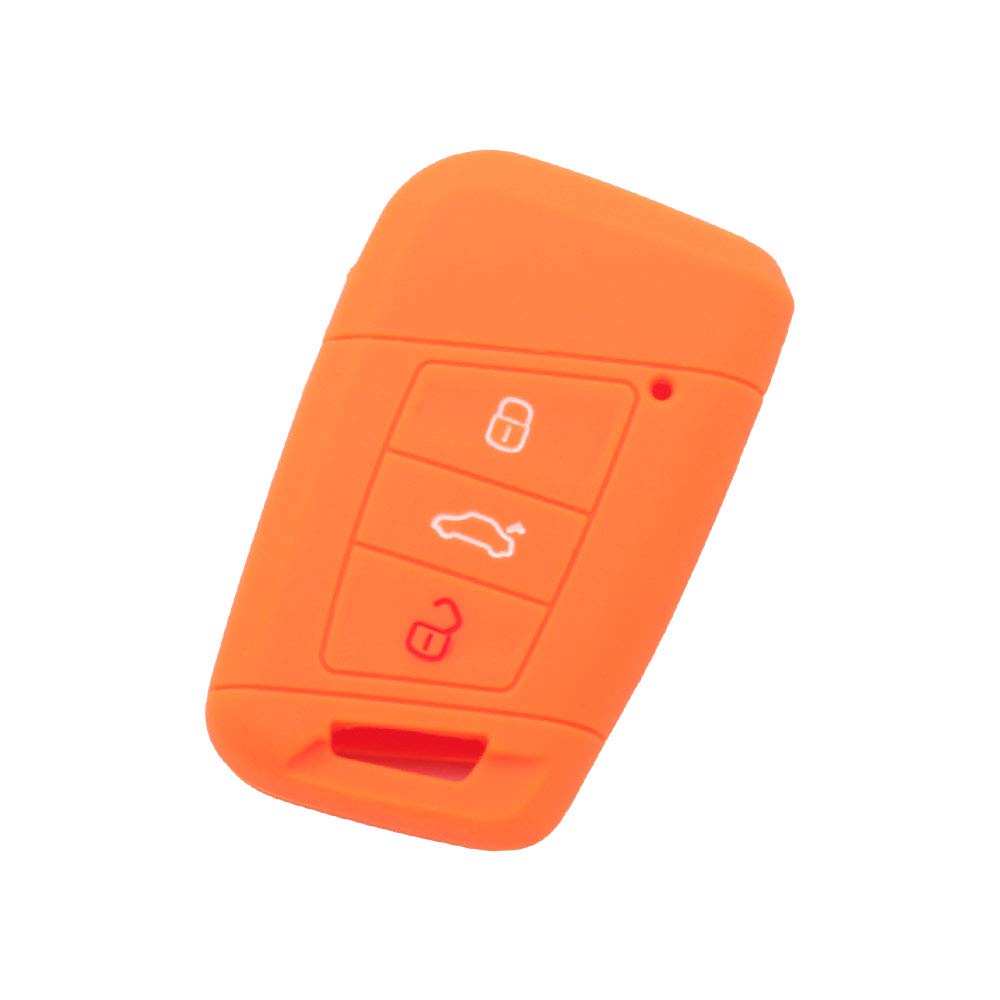 BROVACS Silicone Cover Protector Case Holder Skin Jacket Compatible with VOLKSWAGEN Passat B8 Magotan SKODA Superb A7 3 Button Smart Remote Key Fob CV9807 Orange — image 1