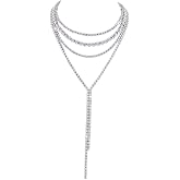 Aomcisi Sexy Women Rhinestone Statement Necklace Tassel Bib Choker