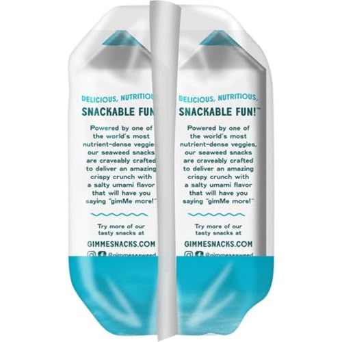 GIMME SEAWEED ORGANIC PREMIUM ROASTED SEAWEED SNACKS, SEA SALT, 6 COUNT, KETO, VEGAN, GLUTEN-FREE, GREAT SOURCE OF OMEGA3S AND IODINE, HEALTHY ON-THE-GO SNACK FOR KIDS AND ADULTS