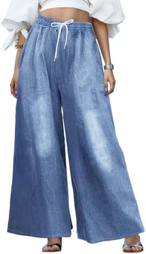UQJE Women's Wide Leg Jeans Baggy Denim Pants High Waisted Mom