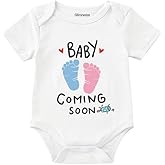 Glimnerize Baby Girls Boys Coming Soon Cute Onesie Newborn White Announce Pregnancy Surprise Bodysuit 0-3 Months