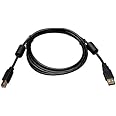 Tripp Lite USB 2.0 Hi-Speed A/B Cable with Ferrite Chokes (M/M) 6-ft. (U023-006), Black