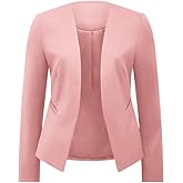 AGSEEM Women's Blazer Business Casual Lightweight Suit Long Sleeve Slim Fit Work Office Jacket Pink