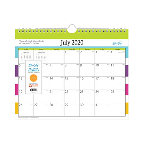 Blue Sky 20202021 Academic Year Teachers Monthly Wall Calendar, Twin