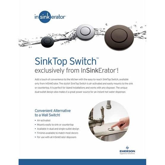 InSinkErator Garbage Disposal Air Switch Kit, Dual Outlet Sink Top Switch Button for All InSinkErator Food Waste Disposer Models, Chrome/White STS-OO