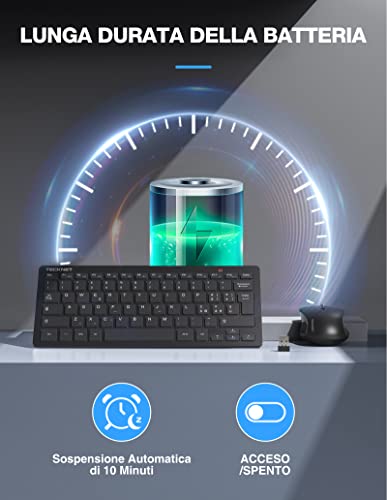 TECKNET Wireless Keyboard and Mouse Set, 2.4G Silent with Nano USB Receiver, 12 Multimedia Shortcuts for Computer, PC, Laptop, Desktop, Android Smart TV