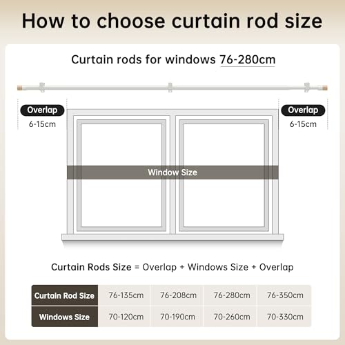 30-110" Extendable Curtain Rods, 3/4" Diameter 19mm, Adjustable Curtain Rod with Wood Grain Finials, Elegant Decorative Rods for Bedroom