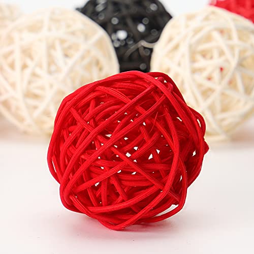 DomeStar Rattan Ball, 24PCS Orbs Vase Fillers (Red)