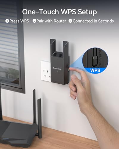 BrosTrend AC1200 WiFi to Ethernet Adapter with RJ45 Gigabit Port, Dual Band 5GHz & 2.4GHz Universal WiFi Bridge for PC, PlayStation, Xbox, Printer, Smart TV, Blu-Ray Player, DVR etc., WPS Easy Setup