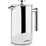 LINKYO French Press Coffee Maker - Easy Clean Stainless Steel Coffee Press, 34 ounce (1 Liter)