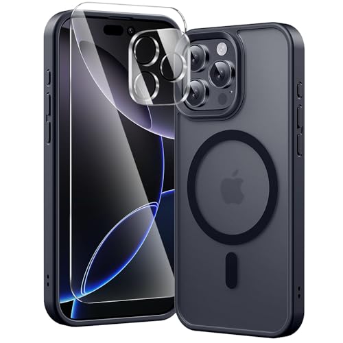 toushion 3-in-1-Schutzhülle für iPhone 16 Pro Max mit MagSafe, 1 x Displayschutzfolie, 1 x Kameraobjektivschutz, Rückseite in Militärqualität, 17,5 cm