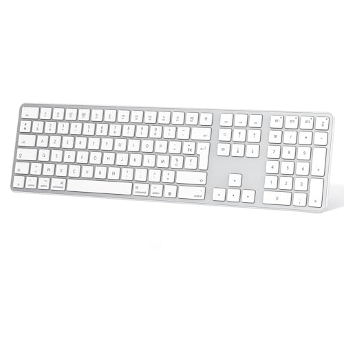 OMOTON Wireless Bluetooth Keyboard for Mac, Rechargeable French AZERTY Keyboard Multi-Device with 3 Bluetooth Channels for Apple MacBook Pro/Air, Mac Pro/Mini, iMac, Silver