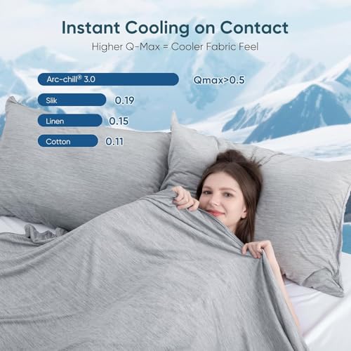 Elegear Revolutionary Cooling Blanket King Absorbs Heat to Keep Body Cool for Night Sweats, Arc-Chill3.0 Cool Fiber Q-Max>0.5 for Hot Sleepers, Lightweight Summer Cold Blankets for Sleeping 108" x 90"