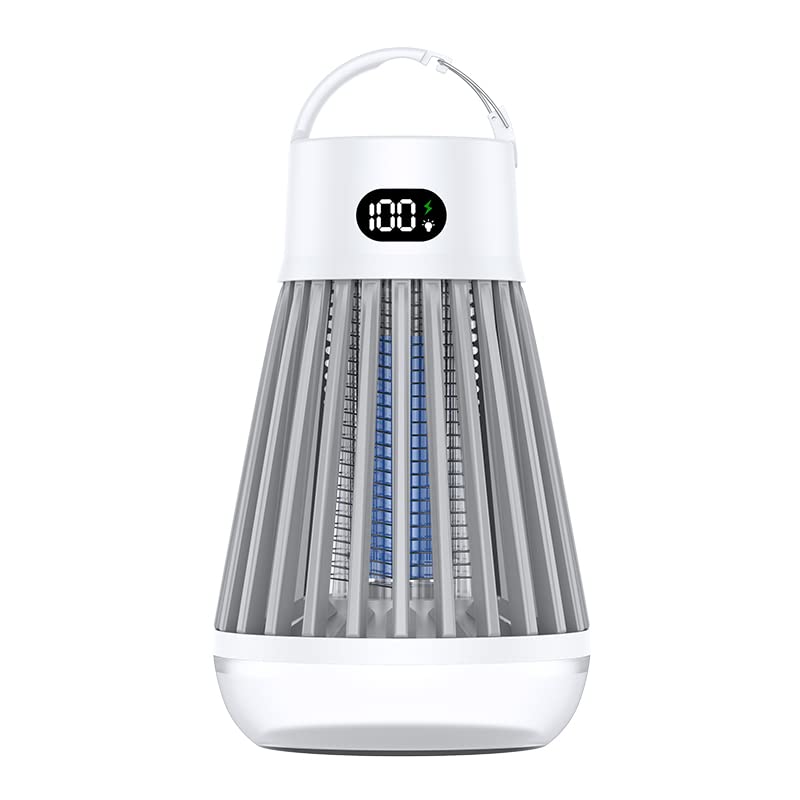 Bug Zapper USB Rechargeable Mosquito Killer Trap Lamp Light Indoor Outdoor Electric Fly Trap Security Grid Home, Bedroom, Backyard Camping Using (White)